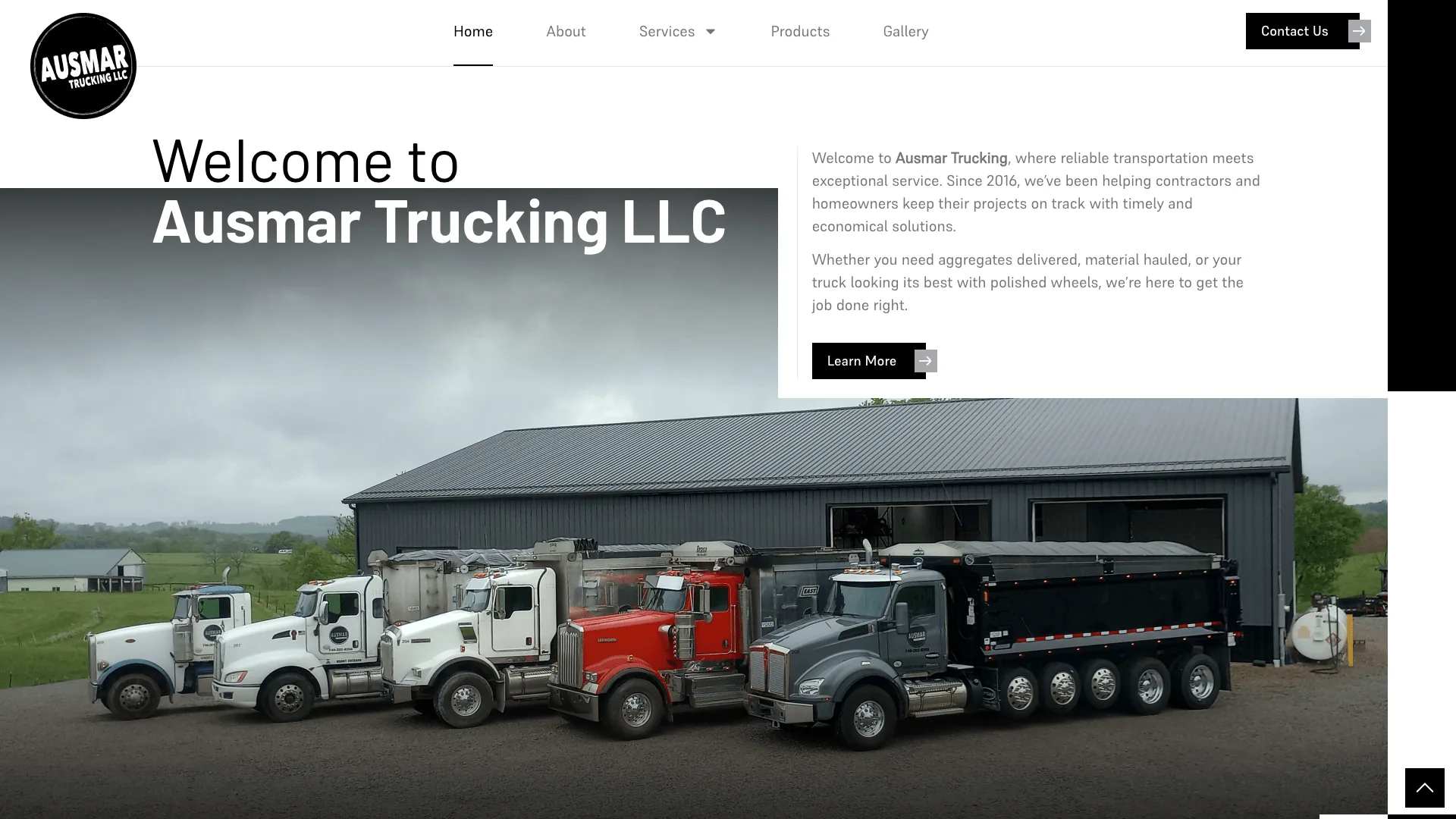 Ausmar Trucking website screenshot