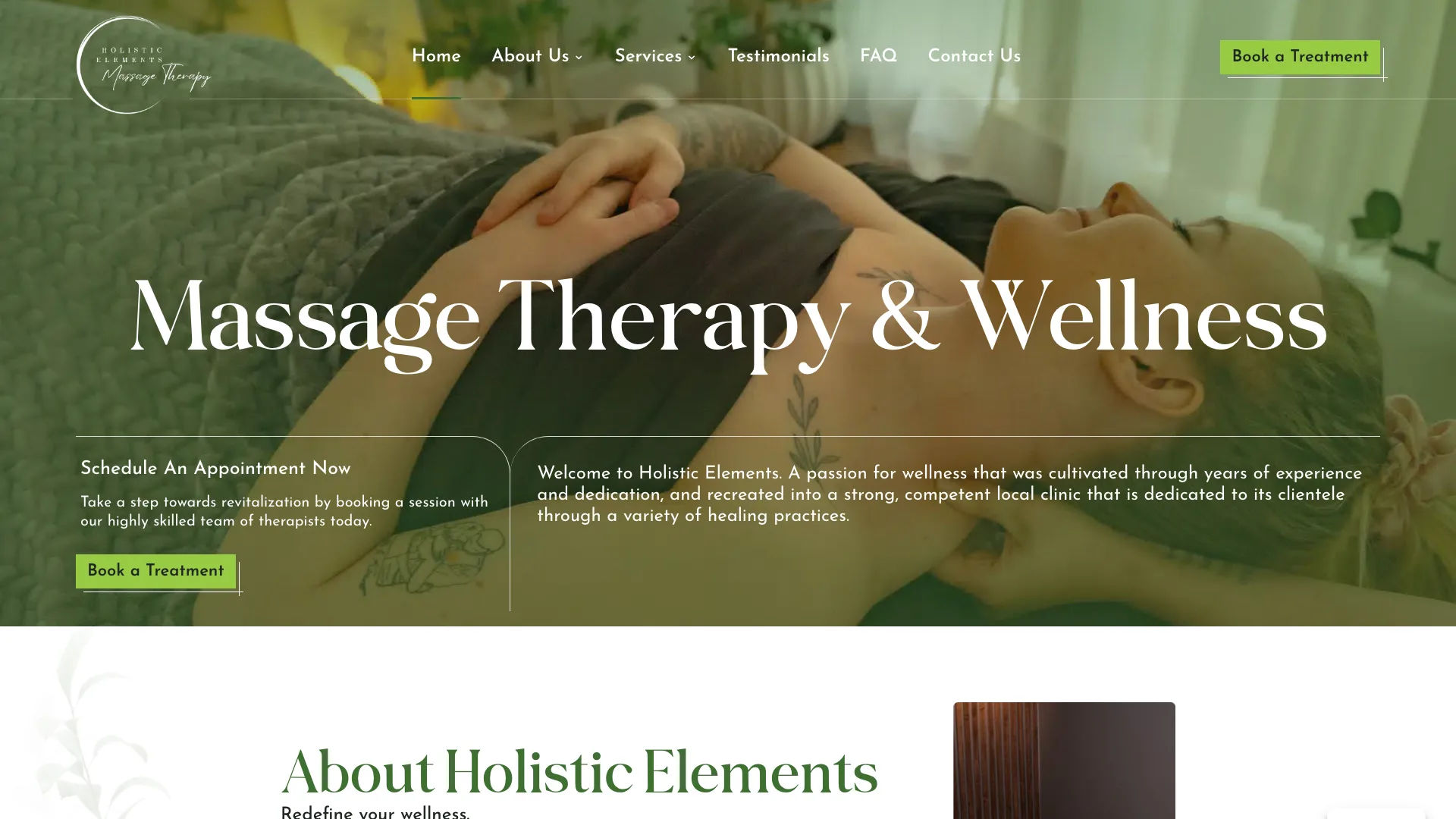 Holistic Elements website screenshot
