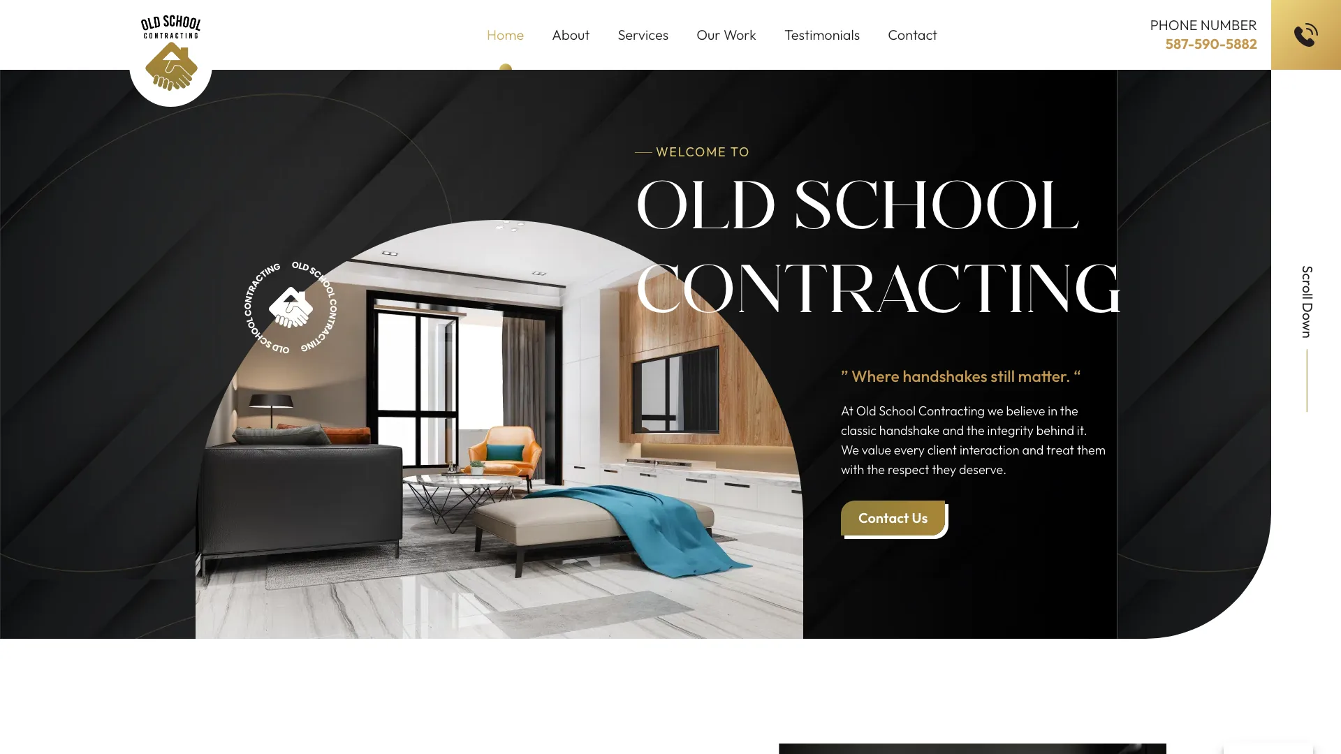 Old School Contracting website screenshot
