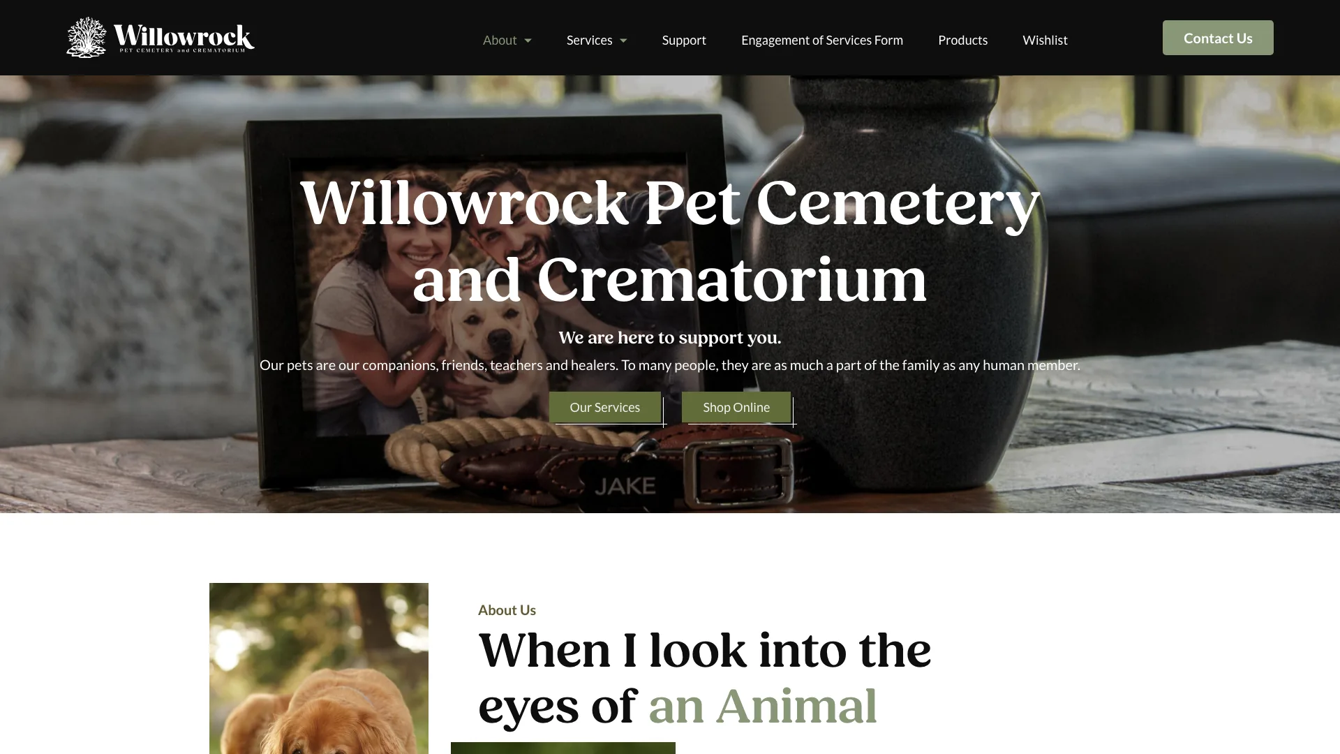 Willowrock Pet Cemetery website screenshot